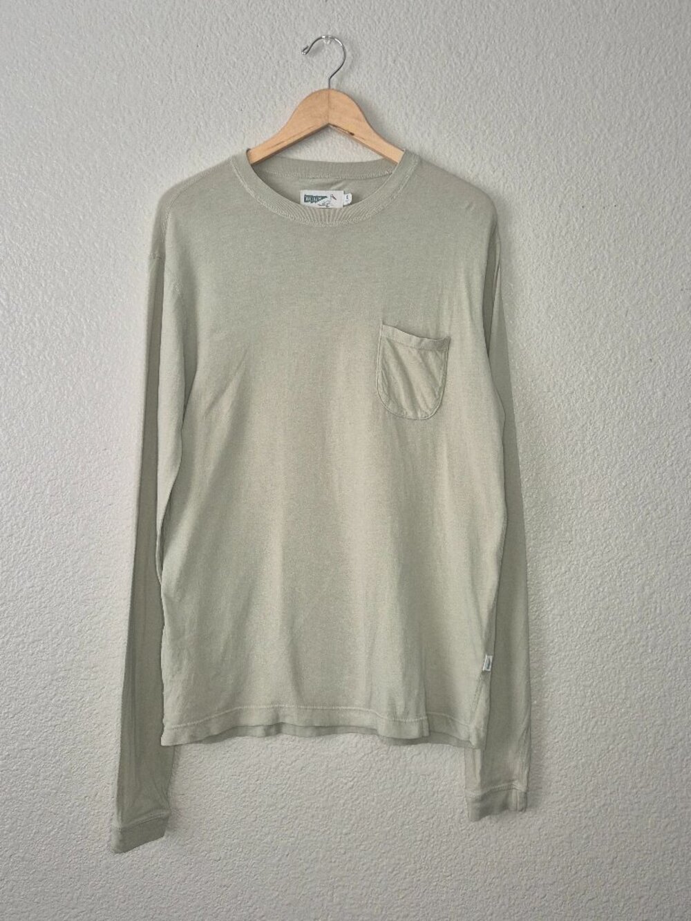 Wellen Mens Medium Gray Organic Cotton Pocket Long Sleeve T Shirt Huckberry EUC
